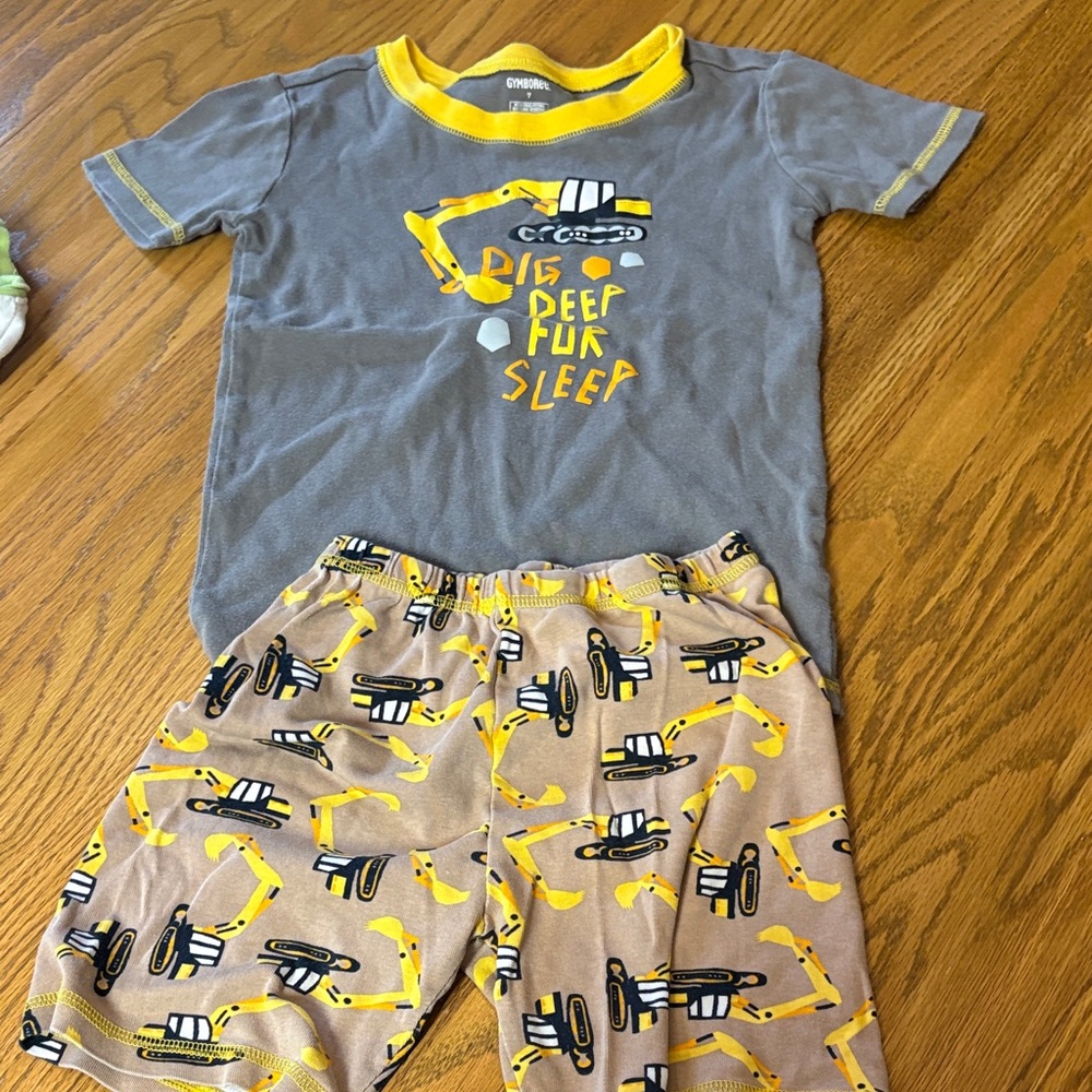 Gymboree Gray and Yellow construction truck Pajama Set